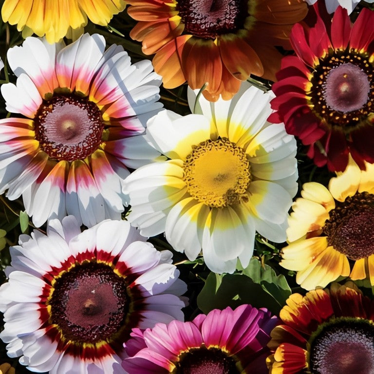 Chrysanthemum carinatum (Ganzebloem) - 'Rainbow Single Mix'